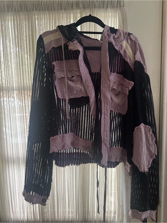 POL Jackets & Blazers - POL Sheer Indigo and Purple crochet Layering Jacket
